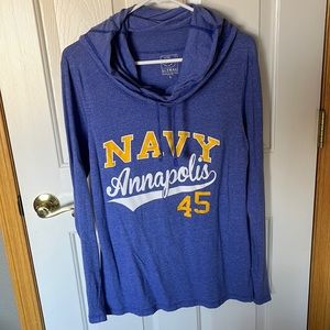 USNA- Navy Annapolis Cowneck/Hood long sleeve top Sz Large